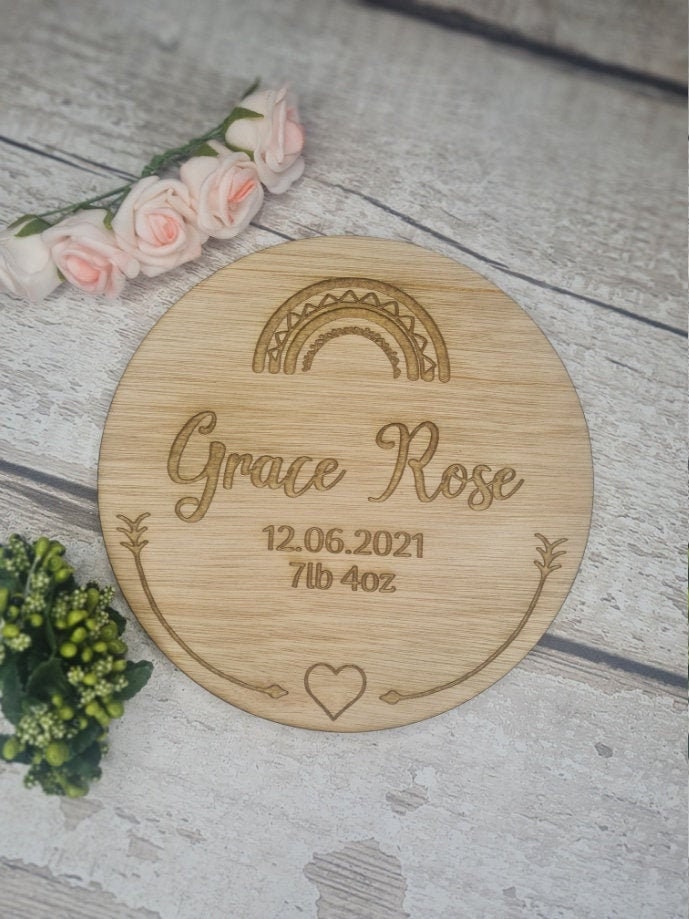 Personolised Hello World Birth Announcement Plaque - Baby Name Sign - Name Reveal - Newborn Gift - Photography Prop - New Baby - Flatlay