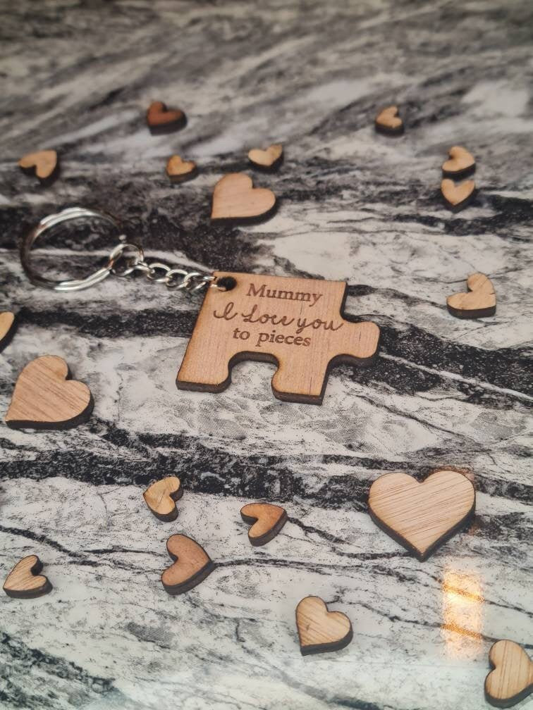 Mummy puzzle piece keychain, valentines, birthday, anniversary, wedding, mothers day, new baby, friends, Christmas, cute gift