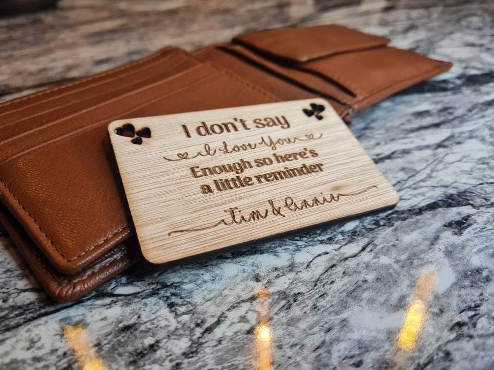 Personolised wallet purse card, great gift for any occasion, valentines day, birthday, anniversary, reminder