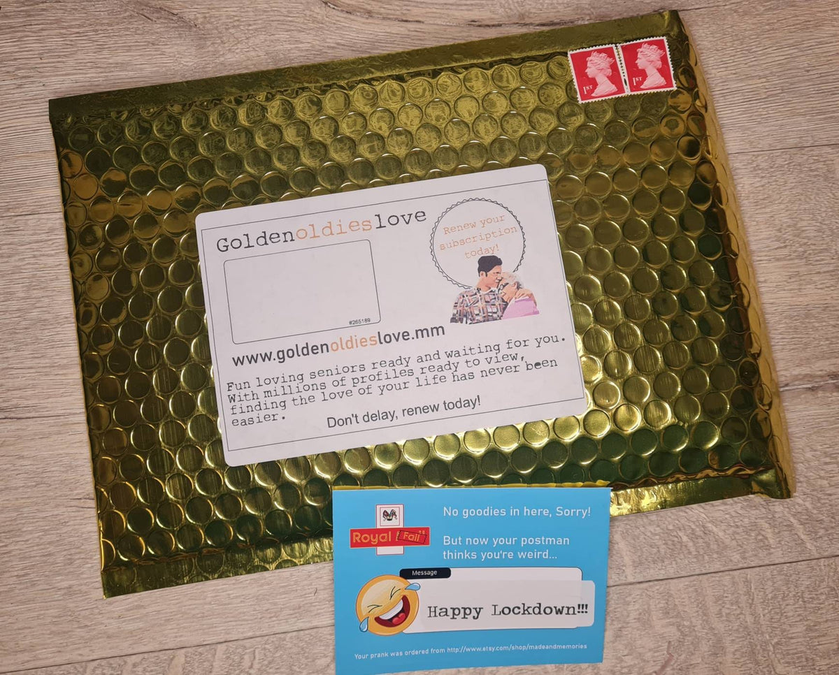 Golden Oldies prank! Sent direct to victims door! senior love, embarrassing prank to send to friend, partner, family or colleague!