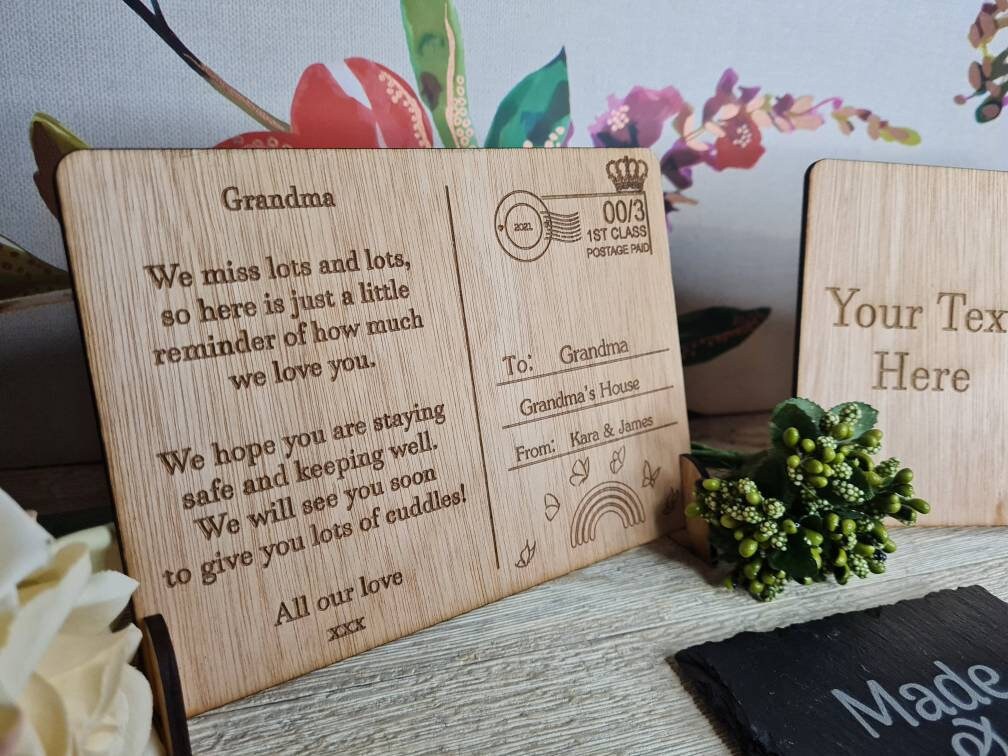 personalised postcard greetings card, lockdown, covid, keepsake, your own message, friends, grandparents, mum, dad, grandma, grandad, nan