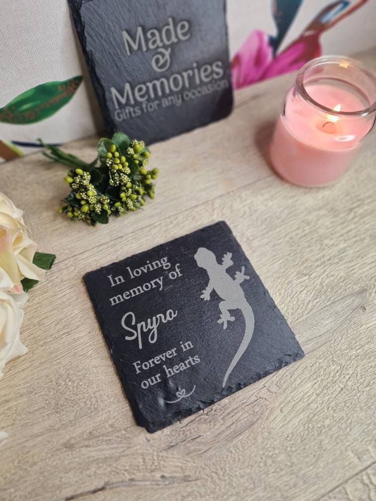 personalised Reptile Memorial grave marker, memorial slate, indoor or outdoor remember your pets, Lizard - Gecko - Snake - Tortoise - iguana