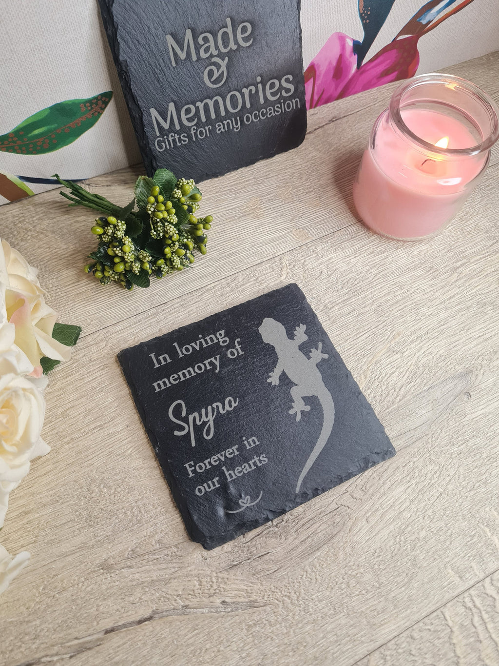 personalised Reptile Memorial grave marker, memorial slate, indoor or outdoor remember your pets, Lizard - Gecko - Snake - Tortoise - iguana
