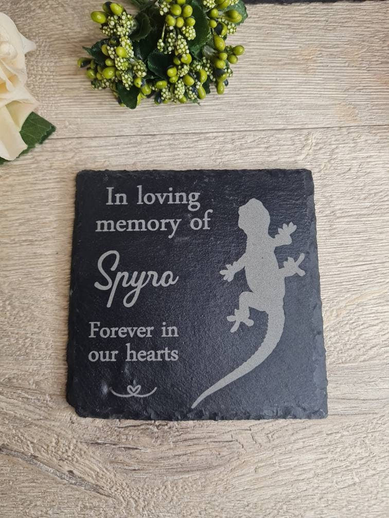personalised Reptile Memorial grave marker, memorial slate, indoor or outdoor remember your pets, Lizard - Gecko - Snake - Tortoise - iguana
