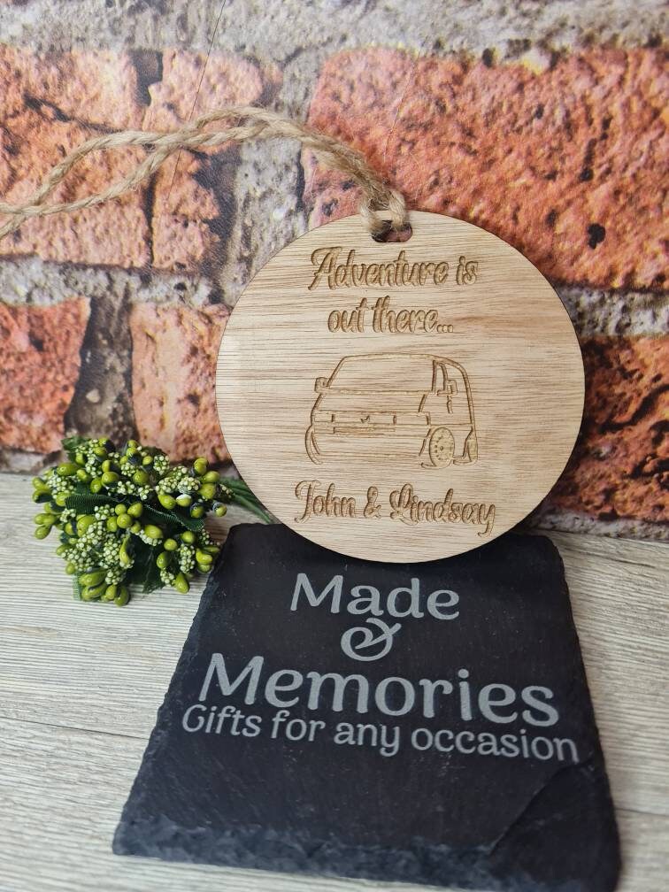 Personalised Camper van hanging ornament, camping, quirky, novelty, fathers day, birthday, christmas, valentines, motorhome