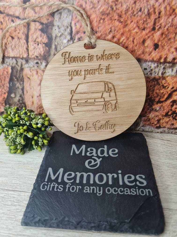 Personalised Camper van hanging ornament, camping, quirky, novelty, fathers day, birthday, christmas, valentines, motorhome