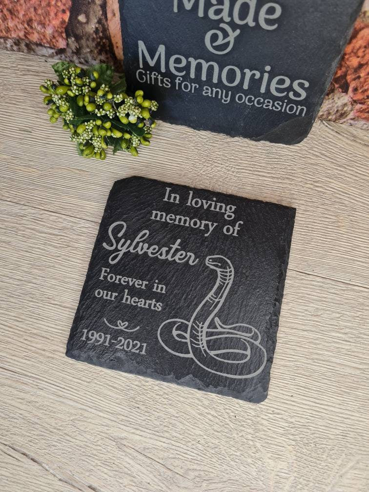 personalised Reptile Memorial grave marker, memorial slate, indoor or outdoor remember your pets, Lizard - Gecko - Snake - Tortoise - iguana