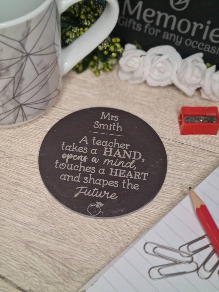 Personalised teacher coaster - display ornament - thank your teacher - gift from child - end of term - unique, bespoke gift - beautiful item
