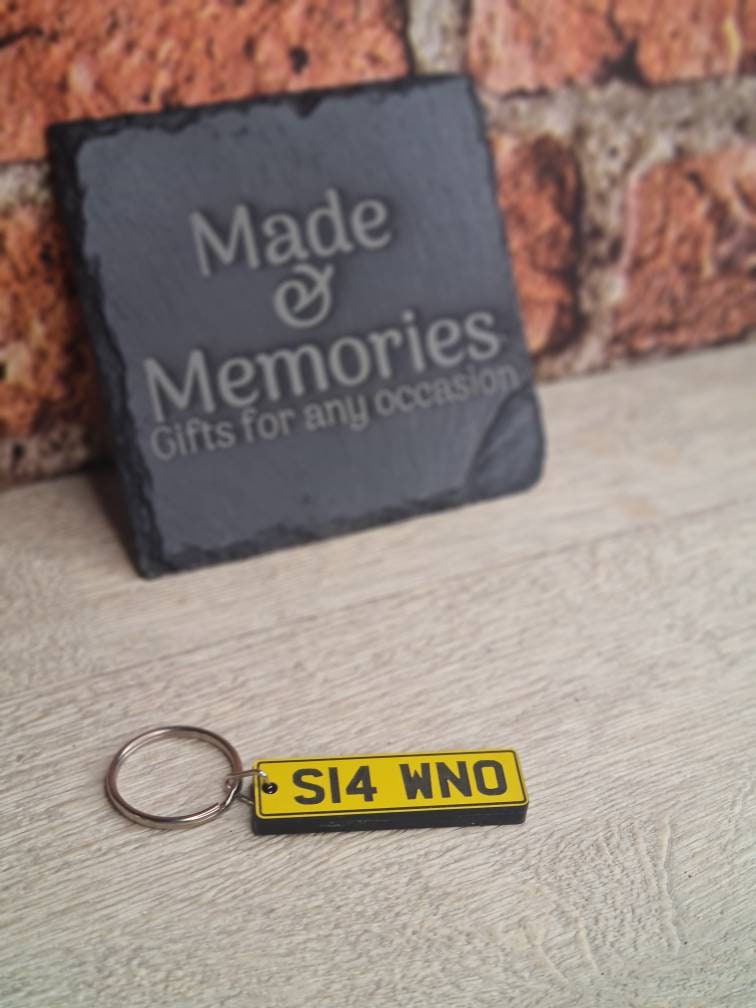 personalised registration style key ring - key chain - great gift for new driver - new car - fathers day - birthday - add your own wording
