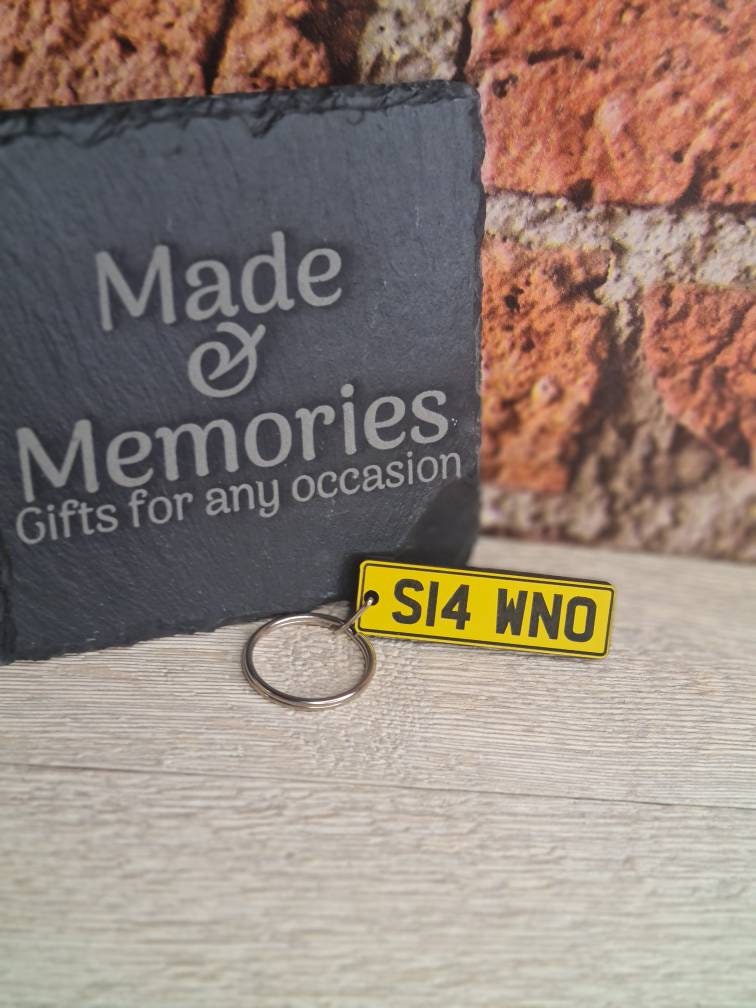 personalised registration style key ring - key chain - great gift for new driver - new car - fathers day - birthday - add your own wording
