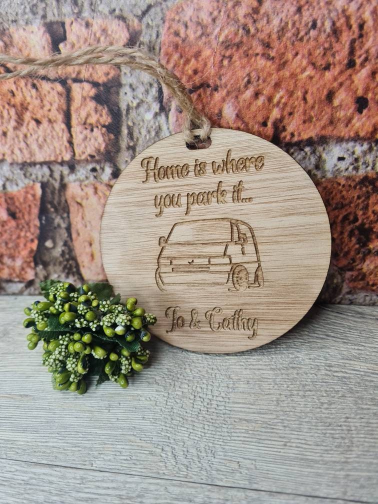 Personalised Camper van hanging ornament, camping, quirky, novelty, fathers day, birthday, christmas, valentines, motorhome