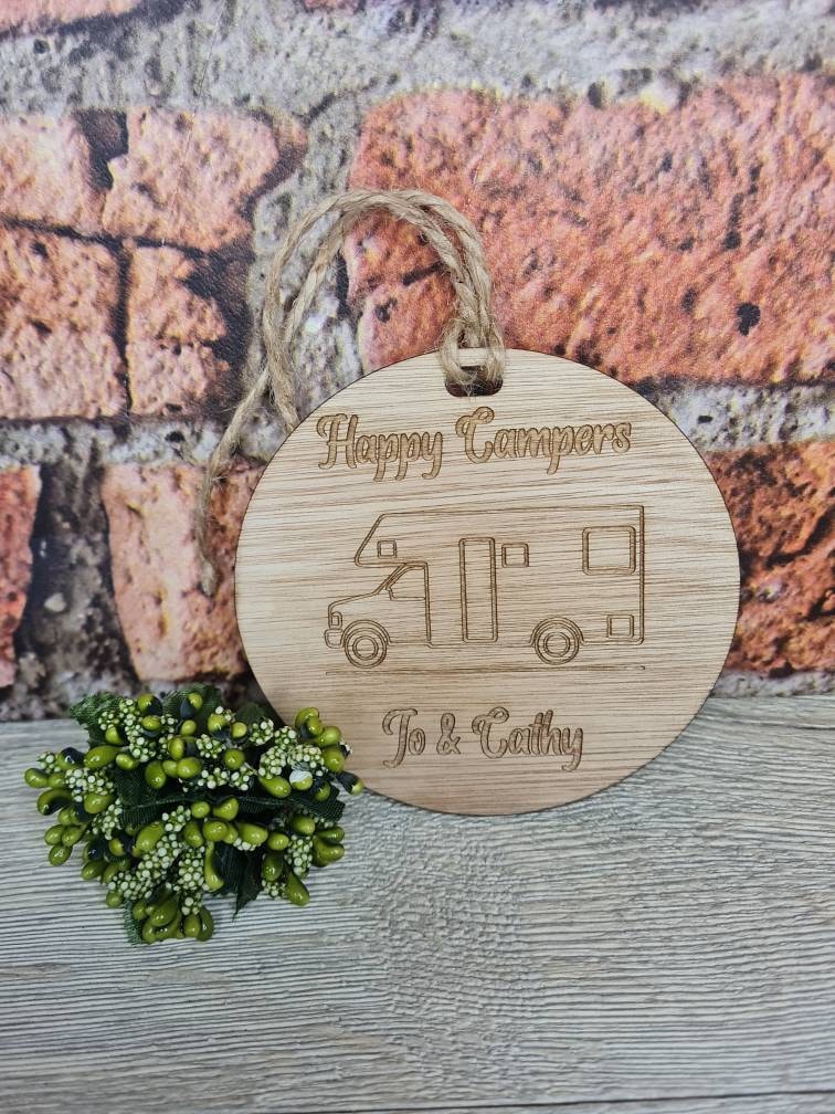 Personalised motorhome hanging ornament, great little gift, camping, RV, quirky, novelty, fathers day, birthday, christmas