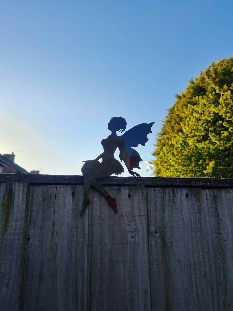 Fence Top Sitting Fairy - Pixie - fairy house - garden - patio - magical - great gift for kids - summer - decoration - bbq - garden bar home