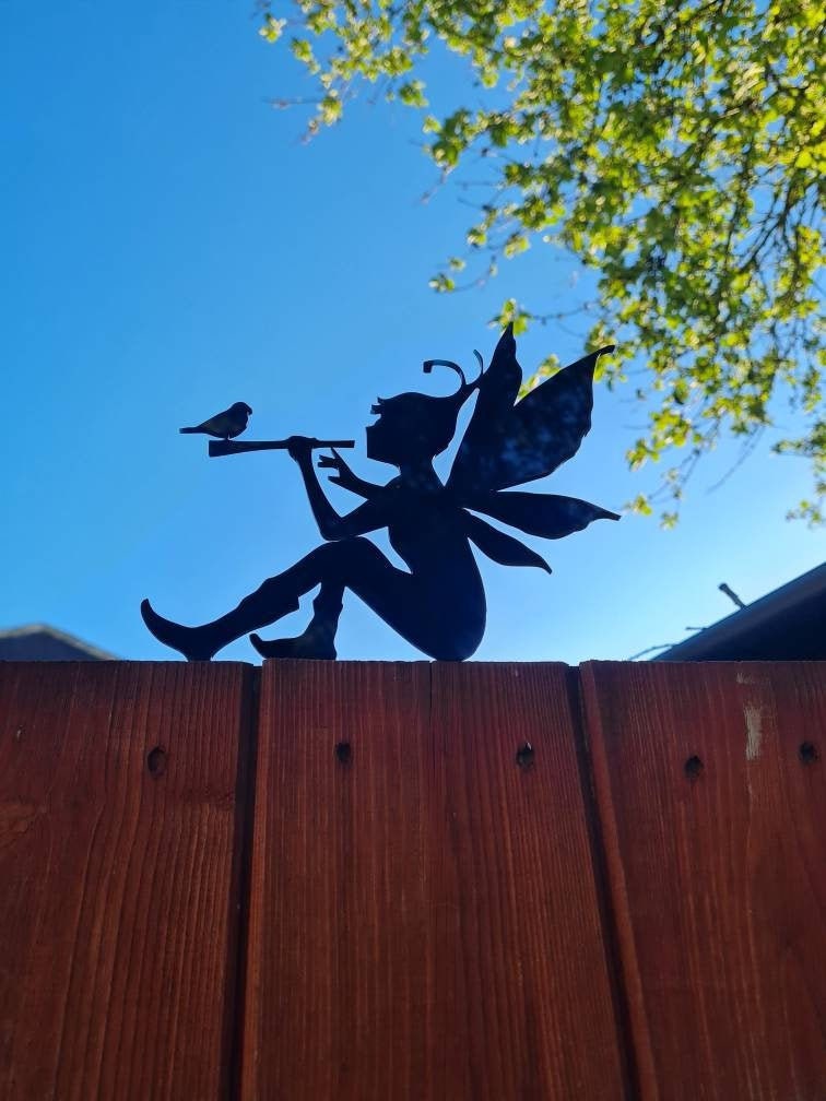 Fence Top Pixie Piper - Fairy - fairy house - garden - patio - magical - great gift for kids - summer - decoration - garden bar - bbq home