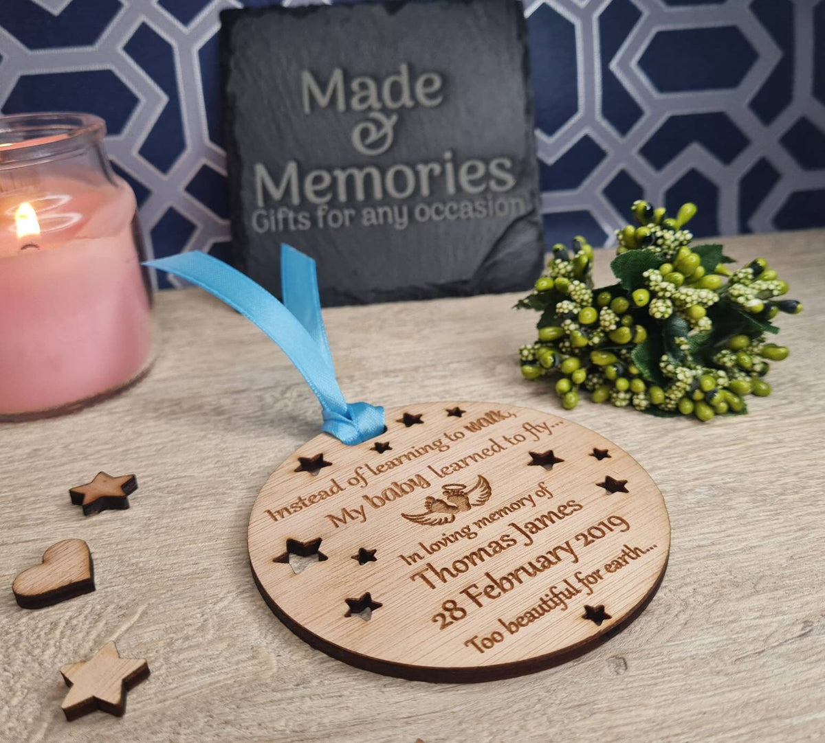 Beautiful Personalised Baby memorial Bauble ornament, lovely item to remember a lost child. Beautiful gift, for anniversary of death? memory