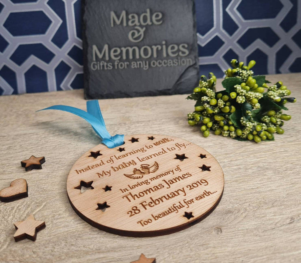 Beautiful Personalised Baby memorial Bauble ornament, lovely item to remember a lost child. Beautiful gift, for anniversary of death? memory