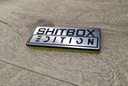 Shitbox Edition fun novelty auto badge! Perfect and long lasting for all weather. Car - Van - Truck - Caravan - RV - Camper - Bike - Scooter