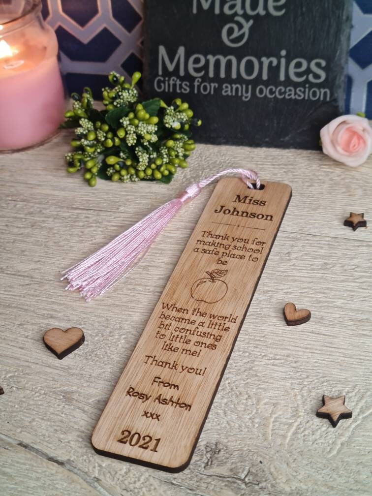 personalised wooden bookmark - Lockdown Learning - Teacher thank you gift - graduation - Teacher - teaching - thank you gift - end of term