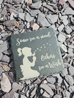 Inspirational quote decoration - engraved onto high quality Welsh slate - great gift for garden lover - fairy - flowers - rockery - yard art