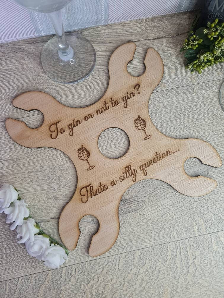 4 Glass Gin butler, bar butler, funny quote, glass holder, valentines gift, gin lover, great present, mothers day, fathers, birthday