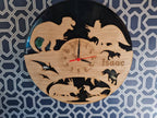 personalised Dinosaur Clock - add your own words - T Rex - Dino - Jurassic - great gift - playroom - made with re purposed records - quartz