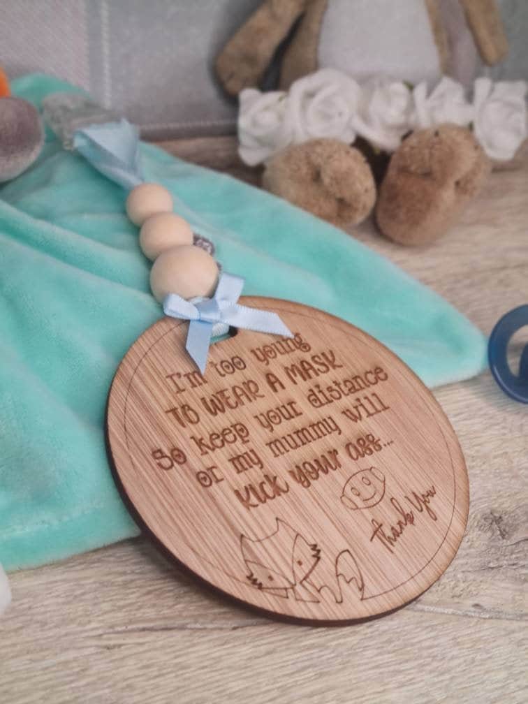 Baby pushchair sign - keep unwanted hands off your baby - pram - buggy - carrier - plaque - clips on - baby shower gift? present? new baby?