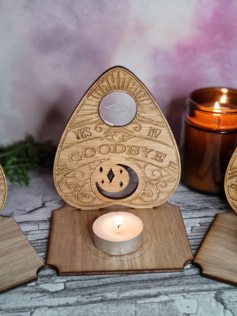 Ouija board game planchette - Candle display stand - Beautiful yet spooky Halloween decoration - novelty - decor - home - zombie - witch