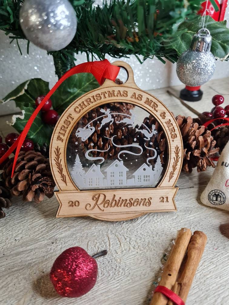 Personalised first Christmas family name bauble - xmas decoration - santa - decor - father christmas - st nick - present - secret santa