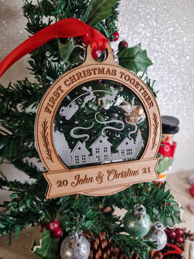 Personalised First Christmas name bauble - Beautiful xmas decoration - santa - decor - father christmas - st nick - present - secret santa