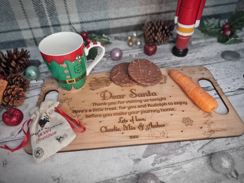 Personalised Christmas eve tray for Santa, Rudolf, Elves. Keepsake - Bespoke - Xmas - Father Christmas - Tradition - St Nicholas - Stocking