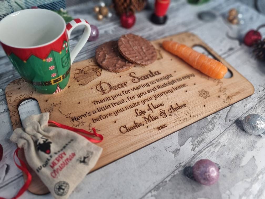Personalised Christmas eve tray for Santa, Rudolf, Elves. Keepsake - Bespoke - Xmas - Father Christmas - Tradition - St Nicholas - Stocking