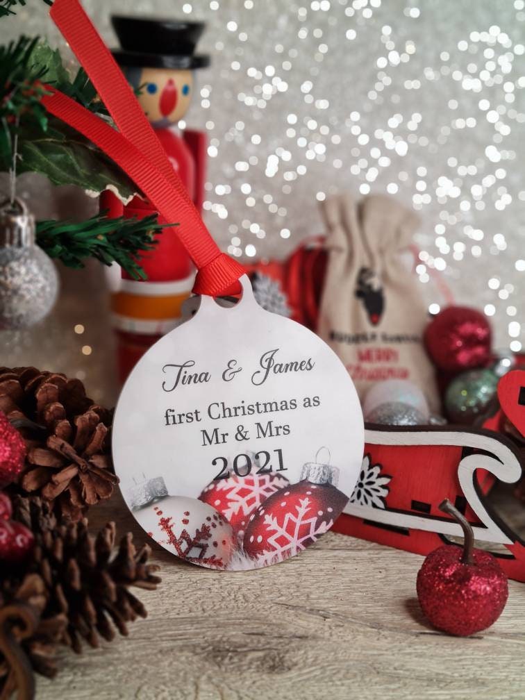 Personalised Christmas memory bauble - first Mr & Mrs or your preference - Newly Wed - xmas - gift - present - tree - decoration - decor