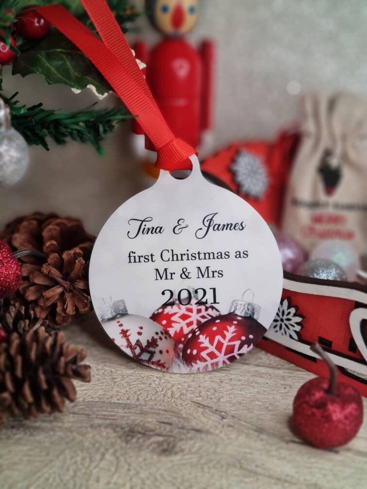 Personalised Christmas memory bauble - first Mr & Mrs or your preference - Newly Wed - xmas - gift - present - tree - decoration - decor
