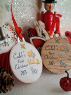 Personalised First Christmas bauble - beautiful gift for Girl or Boy - xmas - gift - tree - Vintage - Retro - decor - sentimental - keepsake