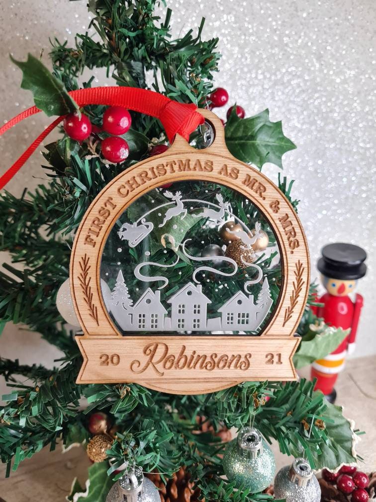 Personalised first Christmas family name bauble - xmas decoration - santa - decor - father christmas - st nick - present - secret santa