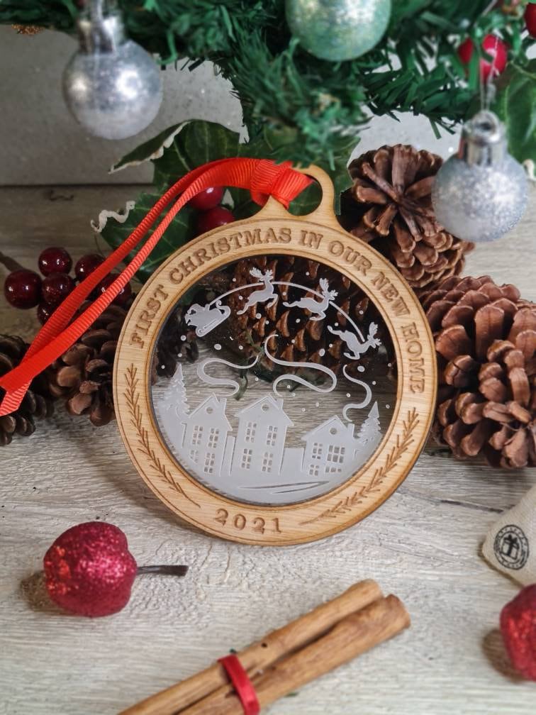 First Christmas in our new home bauble - Beautiful xmas decoration - santa - decor - father christmas - st nick - present - secret santa