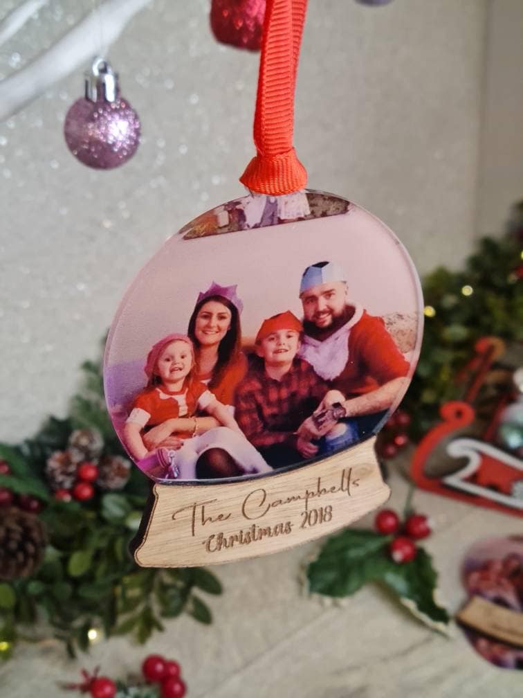 Personalised Christmas Snow Globe bauble - Lovely keepsake - Tree decor - memorial - xmas - gift - present - tree - decoration - First xmas