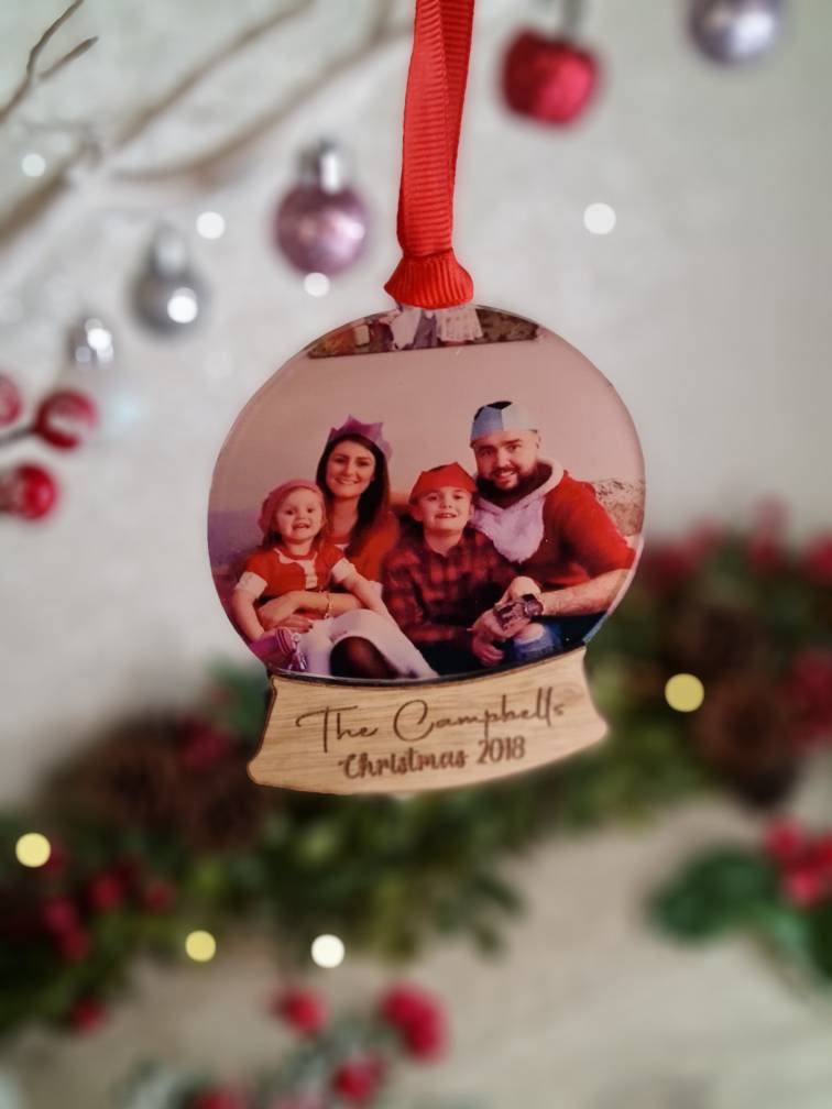 Personalised Christmas Snow Globe bauble - Lovely keepsake - Tree decor - memorial - xmas - gift - present - tree - decoration - First xmas