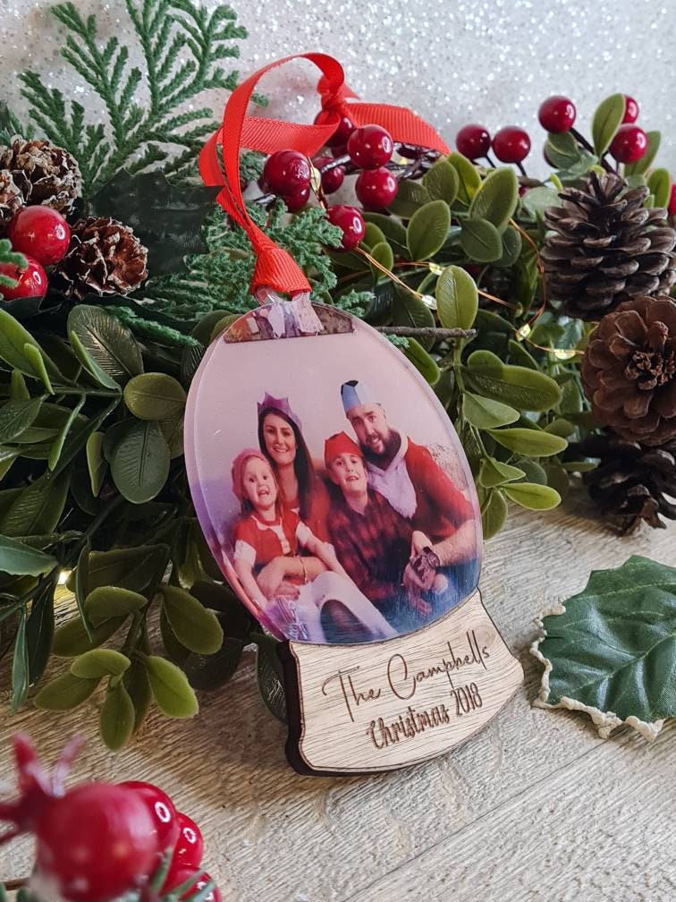 Personalised Christmas Snow Globe bauble - Lovely keepsake - Tree decor - memorial - xmas - gift - present - tree - decoration - First xmas