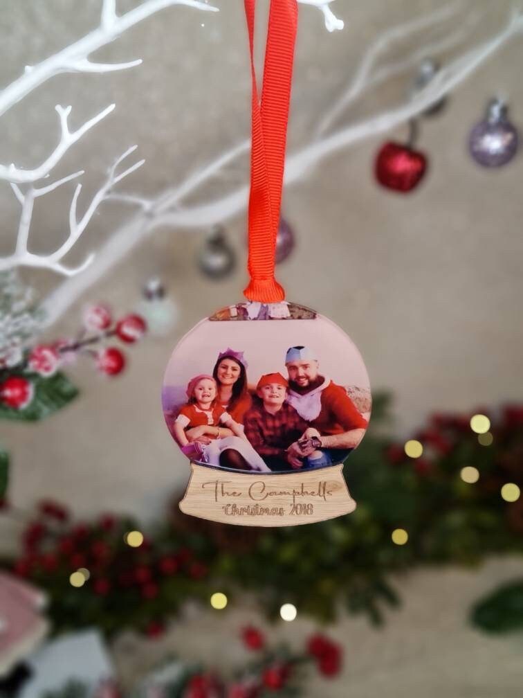 Personalised Christmas Snow Globe bauble - Lovely keepsake - Tree decor - memorial - xmas - gift - present - tree - decoration - First xmas