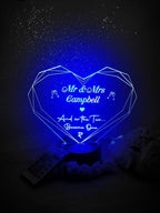 Personalised Wedding colour change light - Centrepiece - Night Light - Illusion Lamp - mood lighting - Marriage - your own choice of text!