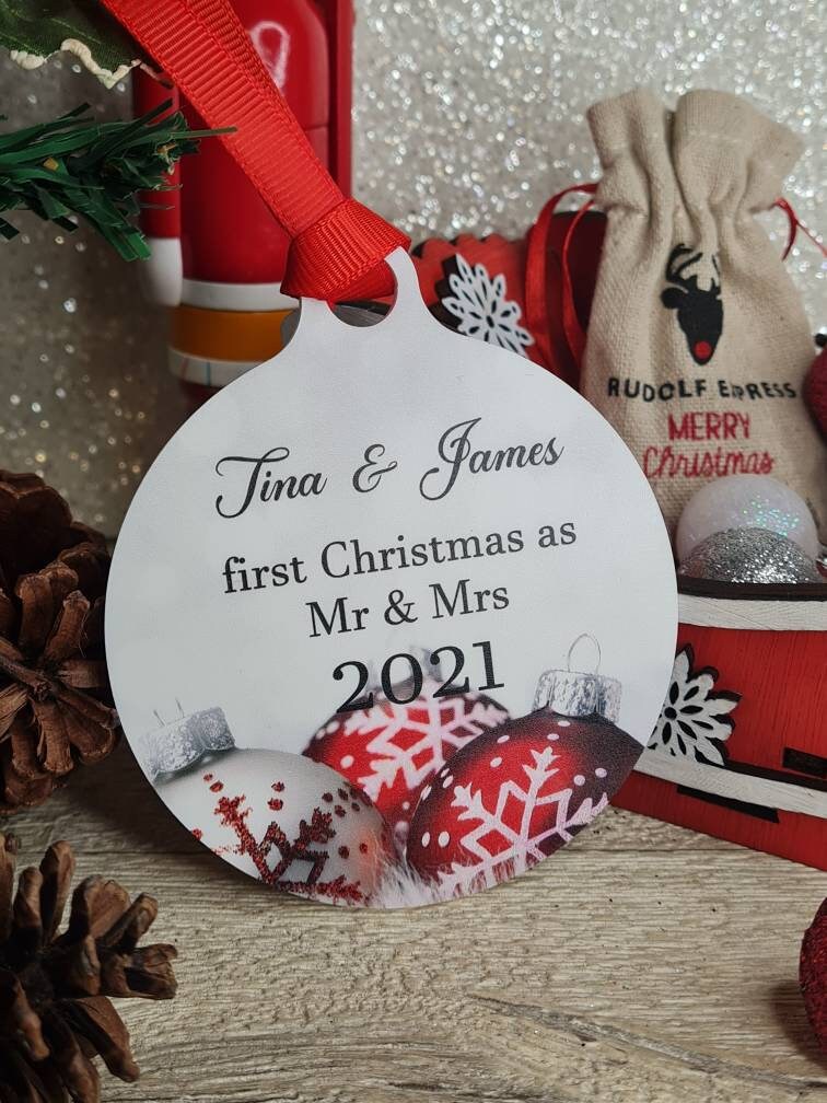 Personalised Christmas memory bauble - first Mr & Mrs or your preference - Newly Wed - xmas - gift - present - tree - decoration - decor