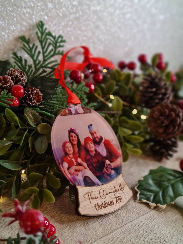 Personalised Christmas Snow Globe bauble - Lovely keepsake - Tree decor - memorial - xmas - gift - present - tree - decoration - First xmas