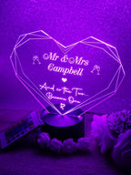 Personalised Wedding colour change light - Centrepiece - Night Light - Illusion Lamp - mood lighting - Marriage - your own choice of text!
