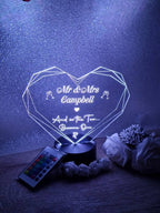 Personalised Wedding colour change light - Centrepiece - Night Light - Illusion Lamp - mood lighting - Marriage - your own choice of text!