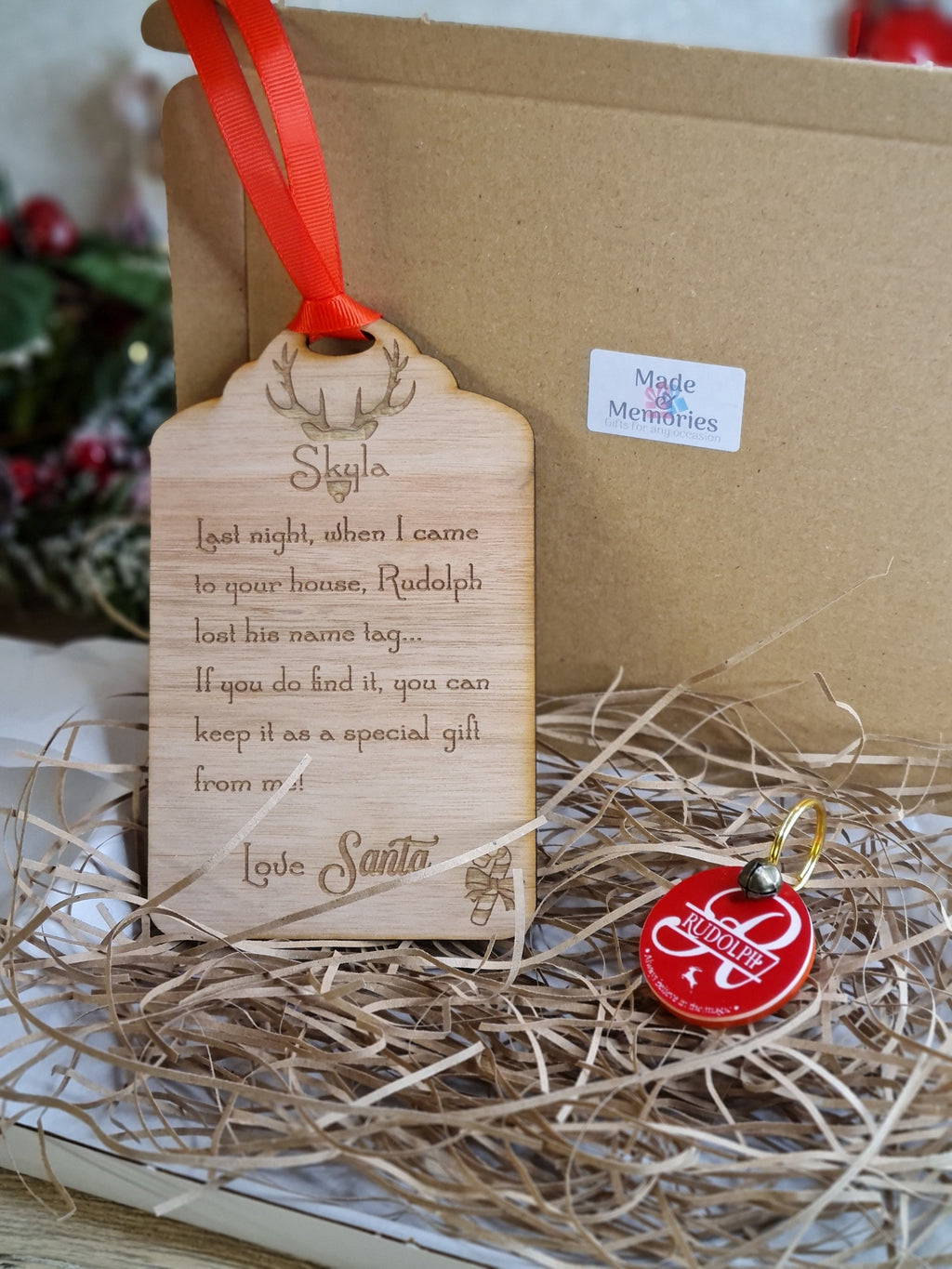 Rudolph's lost Tag - Personalised - great stocking filler - children's surprise - lost button - driving license - keepsake - first Christmas