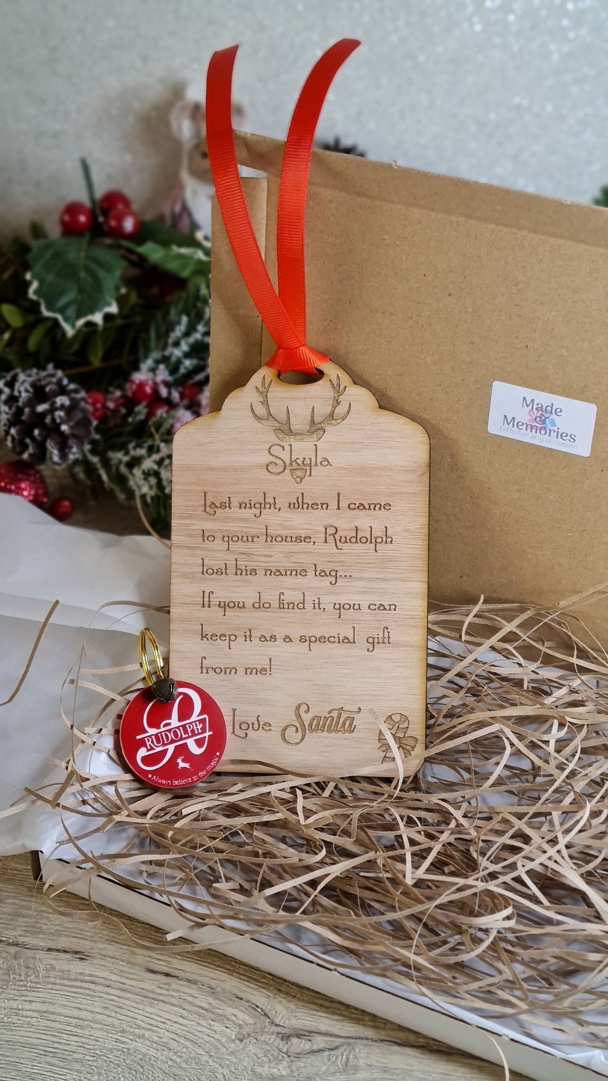 Rudolph's lost Tag - Personalised - great stocking filler - children's surprise - lost button - driving license - keepsake - first Christmas