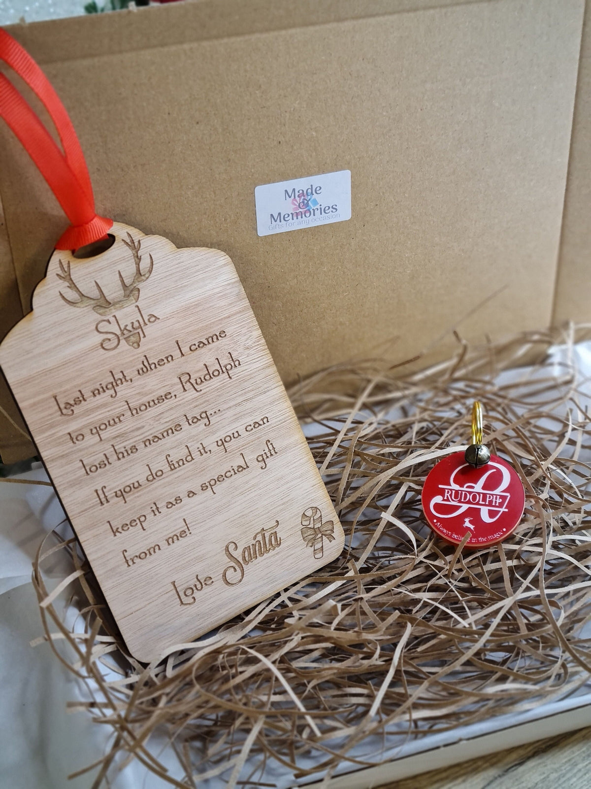 Rudolph's lost Tag - Personalised - great stocking filler - children's surprise - lost button - driving license - keepsake - first Christmas