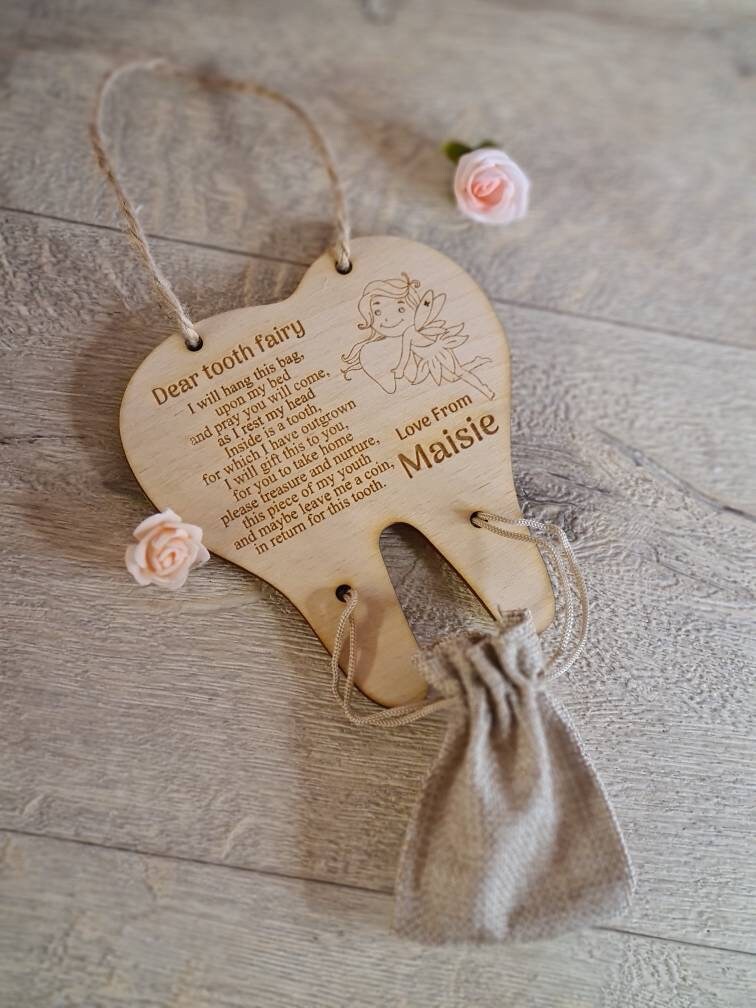 personalised Tooth fairy, Childs lost tooth, Coin, Tooth pouch, lovely keepsake, great gift for baby shower, christening, birth day!