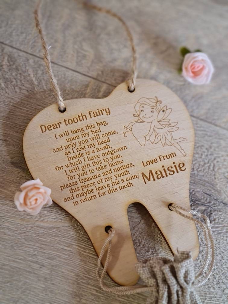 personalised Tooth fairy, Childs lost tooth, Coin, Tooth pouch, lovely keepsake, great gift for baby shower, christening, birth day!